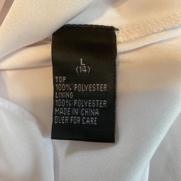 Amy's Closet Beautiful White Lined Front Ruffle Waterfall Button Blouse & Tie 14 - Picture 4 of 8